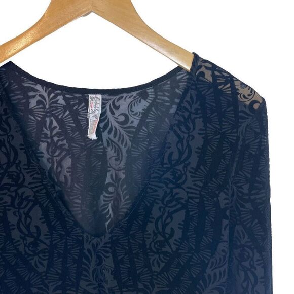 Intamitly Free People Lace & Velvet Long Sleeve Bodysuit - Picture 3 of 7